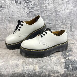 Dr. Martens 1461 Quad Platform Shoes White Leather Women's US 8 Minimalist Mod